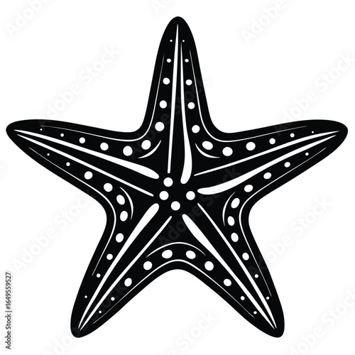 Black Starfish Silhouette with Decorative Pattern sea star echinoderm