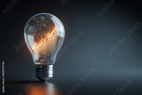 Strategy business planning ideas for investment and business growth. glowing light bulb with futuristic graphic icon.
