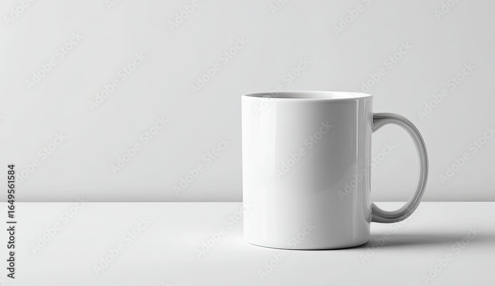 Obraz premium Blank white mug on a white surface