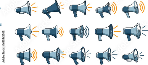 Megaphone and Bullhorn Vector Icon Collection