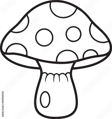 mushroom line art, coloring book page line art drawing, vector and illustration