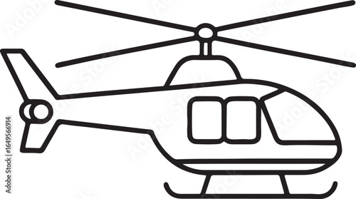helicopter line art, coloring book page line art drawing, vector and illustration