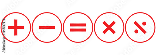 Creative Math Symbol Library Minimalist, Gradient and Handcrafted Icons. Plus, minus, multiply, divide and equal sign icon design set. Addition, subtraction, multiplication, division, equal sign eps10