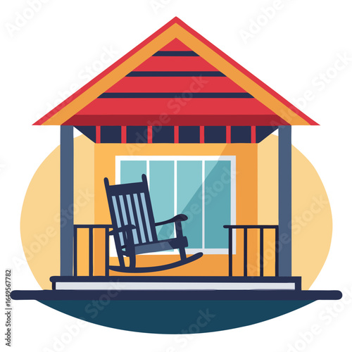 Cozy front porch with rocking chair and large window