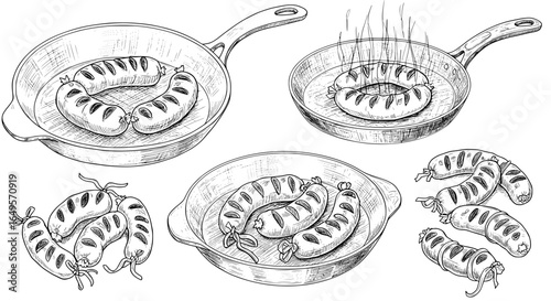 Classic sausage illustrations showcase delicious culinary creations ready for your next design project