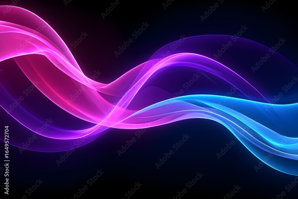 Naklejka premium Abstract Flowing Light Streaks in Pink and Blue on Black Background
