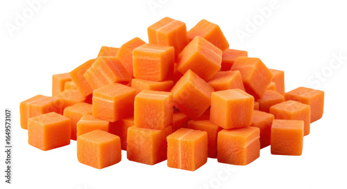 Fotografi Isolated Diced Carrots