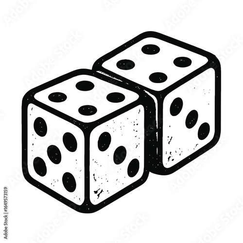 Grungy Vector Illustration of Two Dice