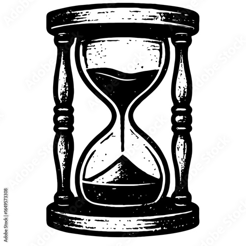 Grungy Vector Illustration of a Vintage Hourglass