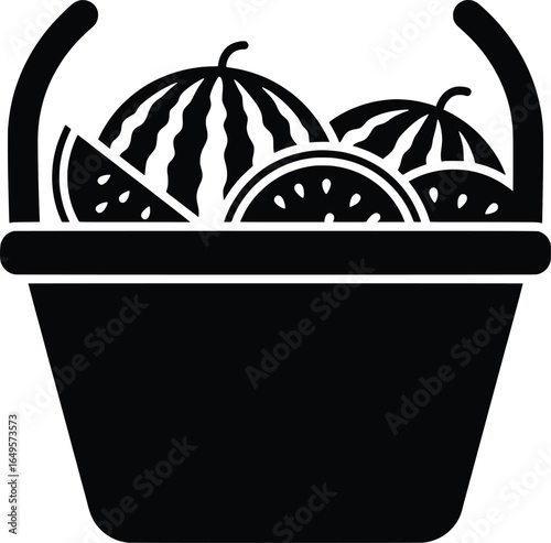 Enjoying Fresh Watermelon, Subject: Fruit Basket, Location: Kitchen, Content Type: Vector Art, Environment: Bright, Viewpoint: Top-Down, Concept: Watermelon