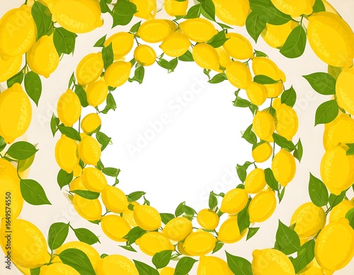 Circular arrangement of lemons and leaves.