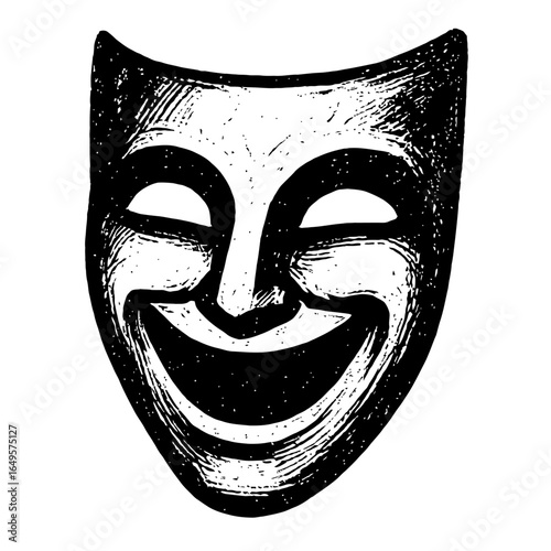 Grungy Vector Illustration of a Comedy Theatre Mask