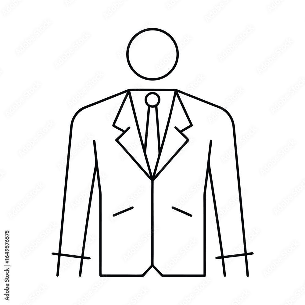 Line art icon of a person in a suit and tie Keywords: person, man, icon, suit, jacket, tie Line art icon of a person in a suit and tie Keywords: person, man, icon, suit, jacket, tie