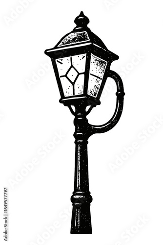 Grungy Vector Illustration of a Vintage Street Light or Lamppost
