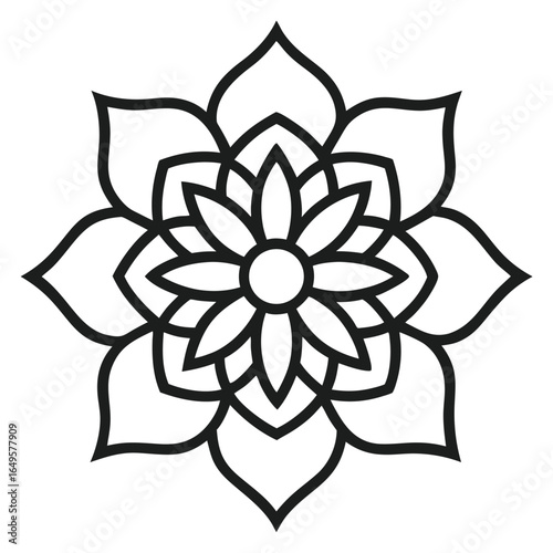 Intricate mandala outline icon design on white background