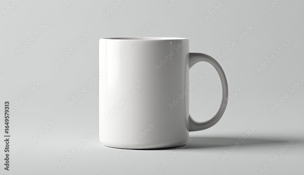 Obraz premium Blank white mug against a plain gray background