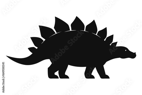 Silhouette of a Stegosaurus Dinosaur with Spikes on Its Back Walking