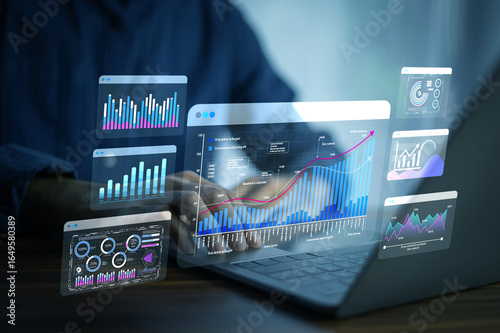 Businessman use AI technology data analysis for business for competitive advantage in a fast-paced market.