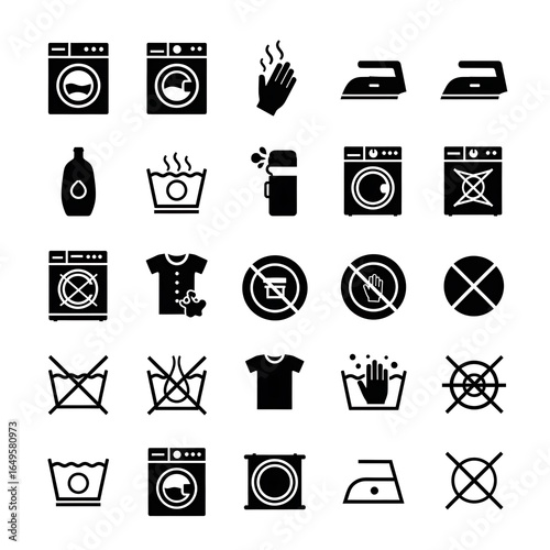 Laundry care symbols collection.
