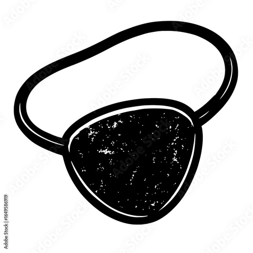 Grunge Black and White Eye Patch Vector - Hand-Drawn Medical Graphic for Health, Pirate, and Costume Designs