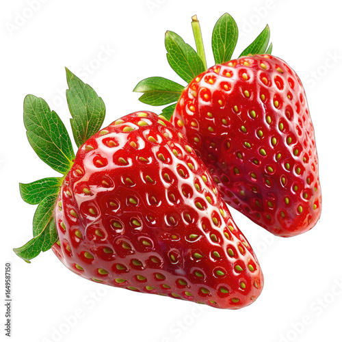 Close-up of two vibrant red strawberries