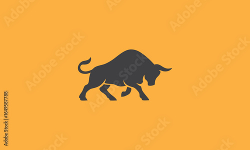 Silhouette of a Powerful Bull Full of Fighting Spirit