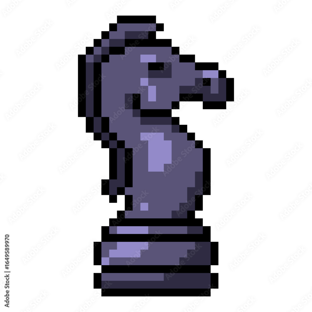 Obraz premium Vector Pixel Art Icon for Black Chess Knight