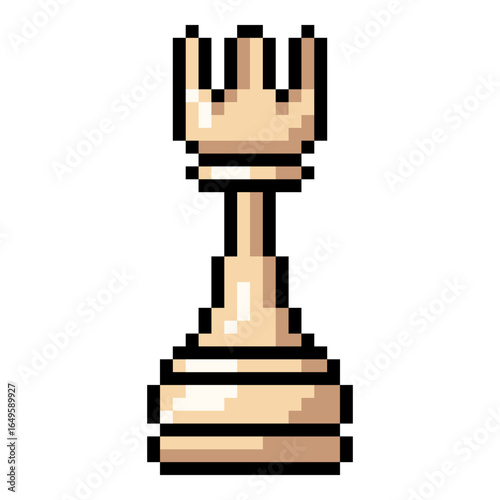 Vector Pixel Art Icon for White Chess Rook