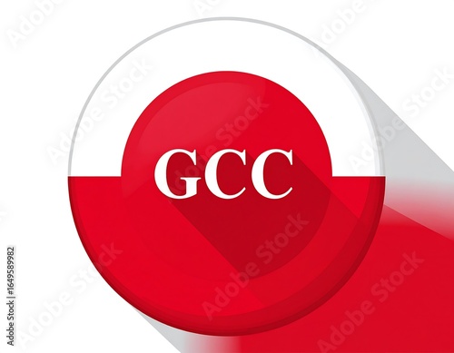Red and white circle graphic with the text GCC.