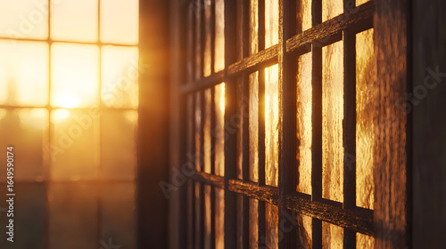 Wallpaper Mural A beautiful window framed by soft curtains with a stunning sunset view and vibrant sky colors Torontodigital.ca