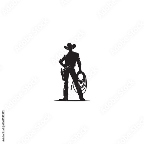 black silhouette vector of a cowboy. cowboy black silhouette.