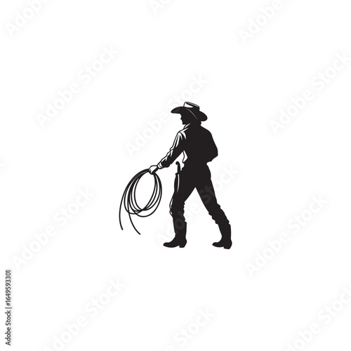 black silhouette vector of a cowboy. cowboy black silhouette.