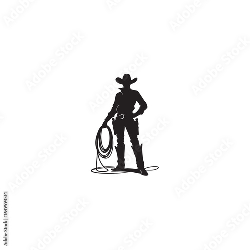 black silhouette vector of a cowboy. cowboy black silhouette.