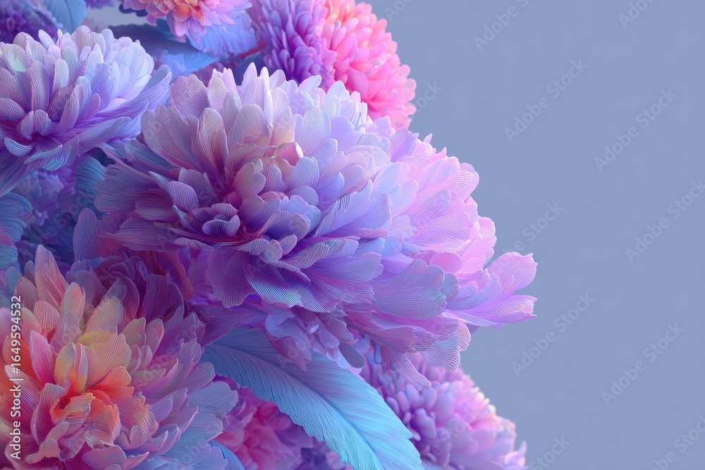 Obraz premium An artistic vision unfolds, showcasing delicate blossoms in pastel shades, where each petal seems to breathe with a soft, ethereal beauty, celebrating the enchantment of nature.