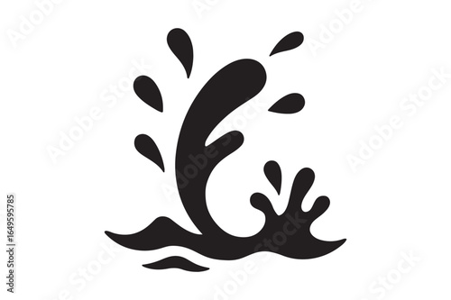 Rain drops or water splashes silhouette vector art illustration on white background