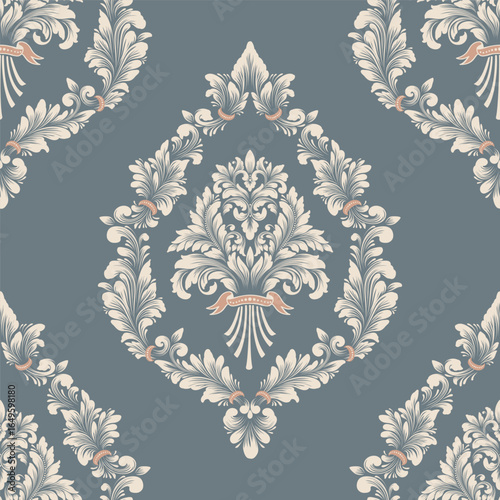 Damask modern seamless pattern element. Vintage classical old fashioned damask ornament, seamless texture for wallpapers, textile.