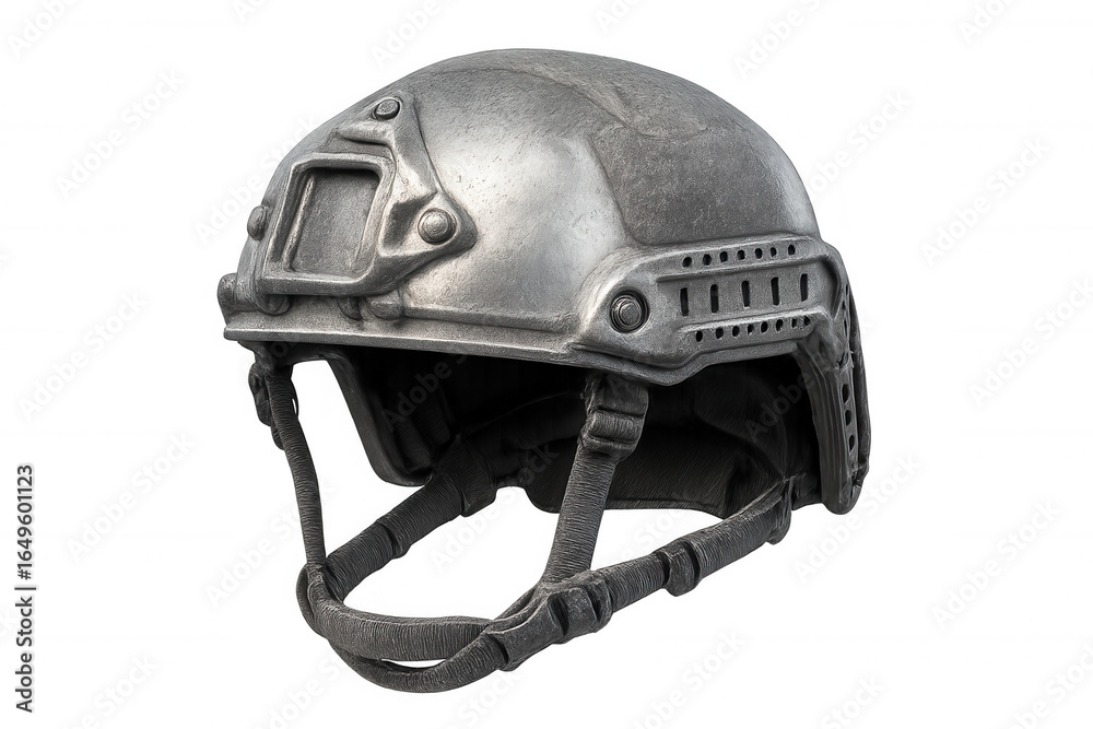 Naklejka premium Studio shot of a modern combat helmet, providing protection and tactical advantage on transparent background