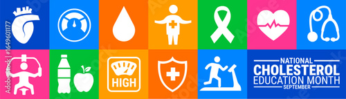 National Cholesterol Education and Awareness Month Geometric shape pattern background, banner, card or poster design template is observed every year during September.