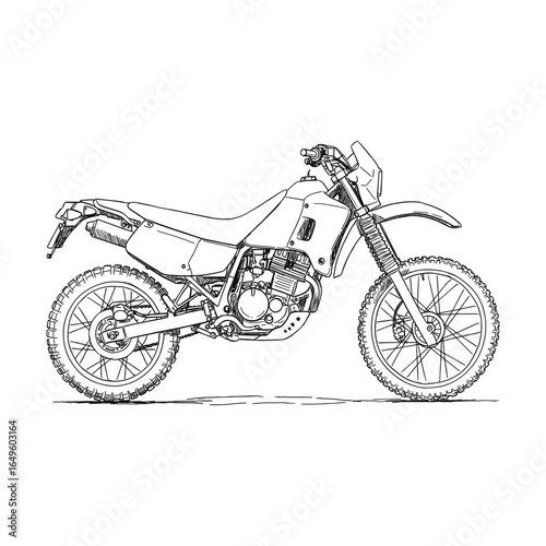 Motorcycle Line Art Illustration Sketch.