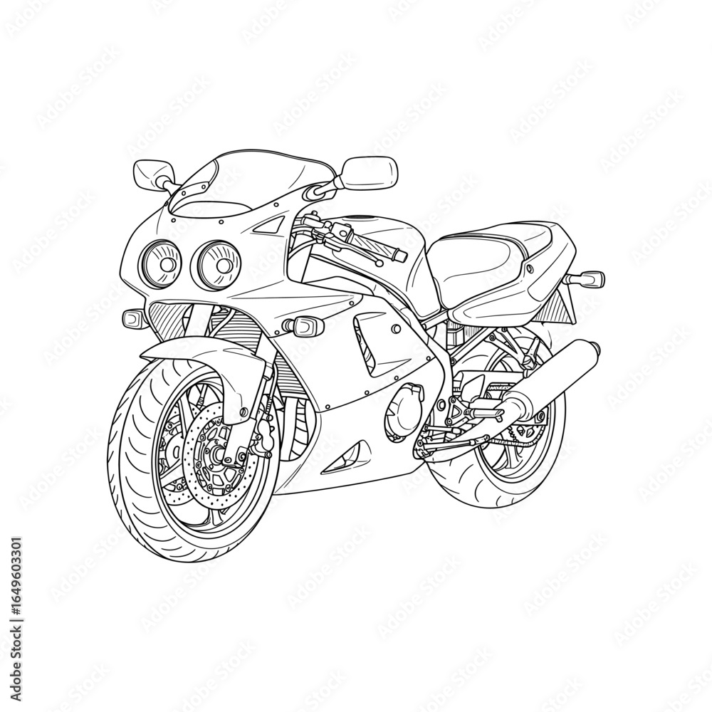 Obraz premium Sport Motorcycle Line Art Drawing 1.