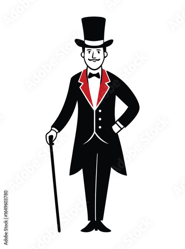 Victorian man with top hat and cane sketch