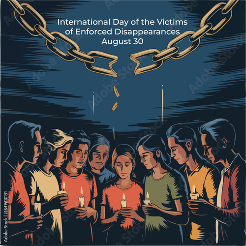 International Day of the Victims of Enforced Disappearances, August 30 – Awareness and Human Rights Vector Illustration