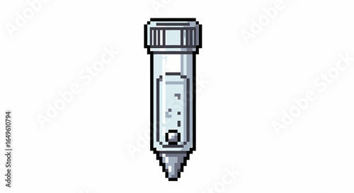 Pixel Art Illustration of a Microcentrifuge Tube with Liquid