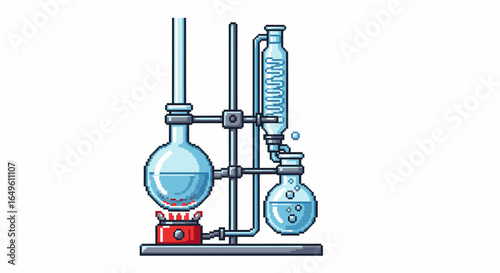 Chemical Distillation Apparatus Scientific Equipment Illustration