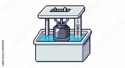 Vintage Laboratory Setup Pixel Art Illustration of a Hydrometer in a Water Bath