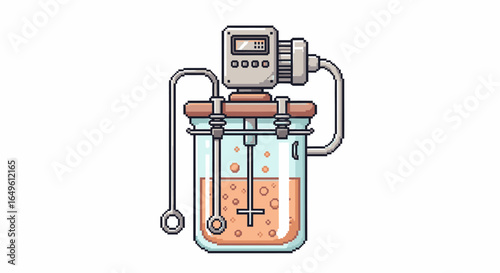 Laboratory Bioreactor Illustration A Pixelated View of Scientific Equipment