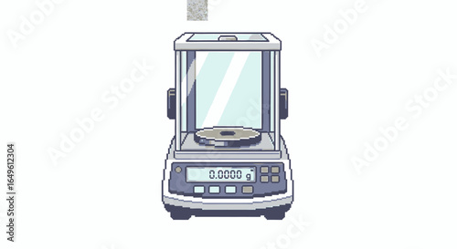 Pixelated Analytical Balance Precision Measurement in Pixel Art Style