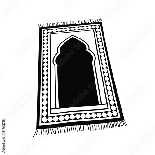 Islamic Prayer Rug Icon – Minimal Black and Gold Vector Design