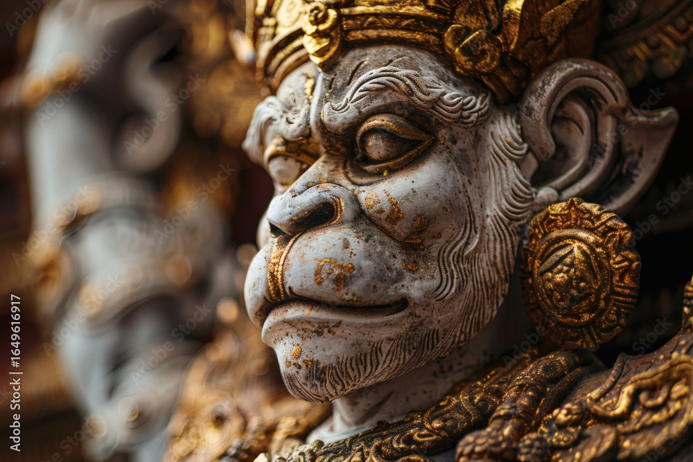 White monkey warrior deity stone statue from Ramayana White monkey warrior deity stone statue from Ramayana