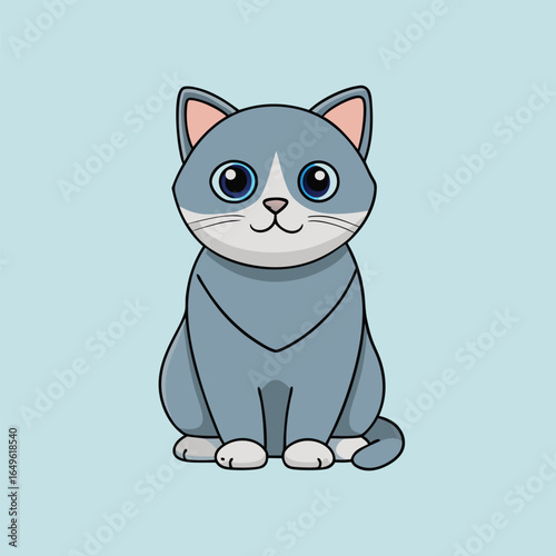 Cute cartoon british shorthair cat sitting illustration